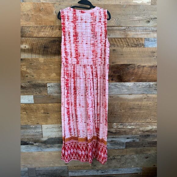 BeachLunchLounge Lynette Tie Dye Maxi Dress Sleeveless Red Multi Women’s Medium - Picture 4 of 14
